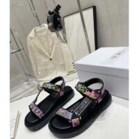 Dior Unisex CD D-Wave Sandal Multicolor Dior Indian Purple Embroidered Cotton (8)