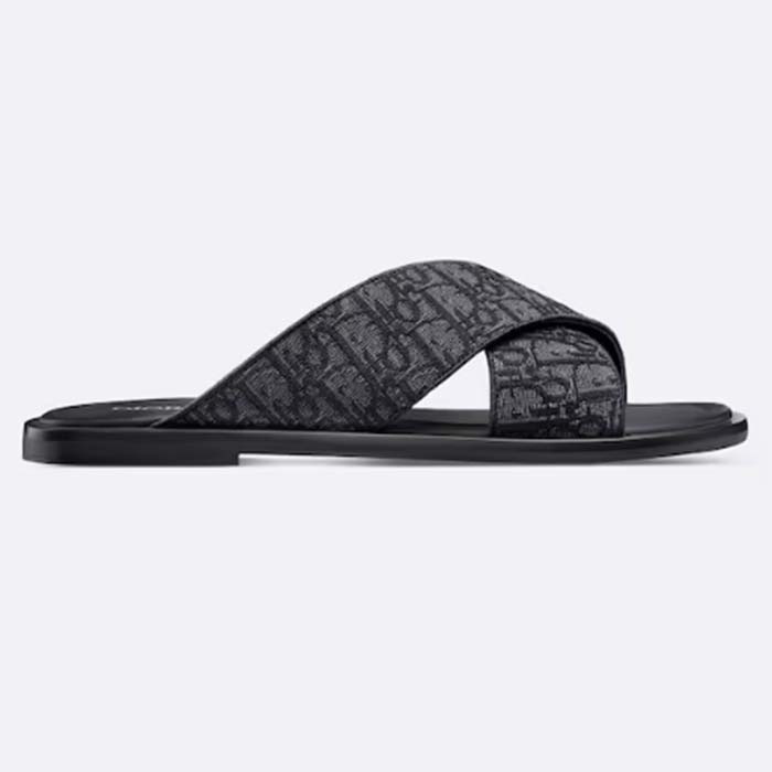 Dior Unisex CD Dior Alias Sandal Black Dior Oblique Jacquard Calfskin Insole