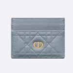 Porta carte Dior Unisex CD Dior Caro Five Slot in morbida pelle di vitello Cannage blu nuvola