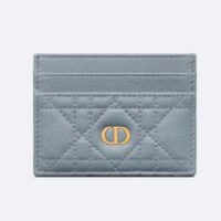 Dior Unisex CD Dior Caro Five Slot Card Holder Cloud Blue Supple Cannage Calfskin (4)