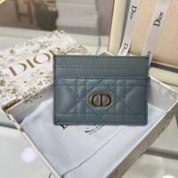 Dior Unisex CD Dior Caro Five Slot Card Holder Cloud Blue Supple Cannage Calfskin (4)