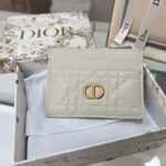 Dior Unisex CD Dior Caro Five Slot Card Holder Cloud Latte Supple Cannage Calfskin - immagine 3