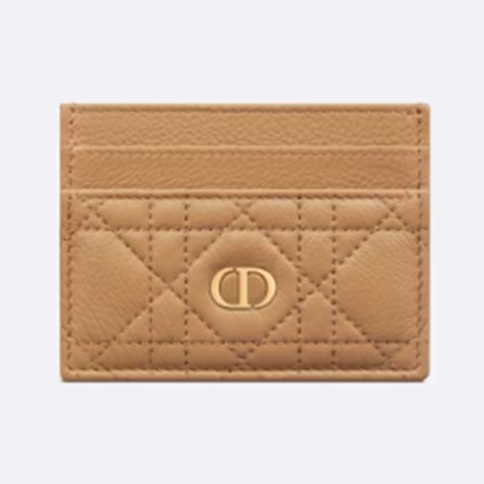 Dior Unisex CD Dior Caro Five Slot Card Holder Medium Tan Supple Cannage Calfskin