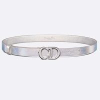 Dior Unisex CD Dior Or Saddle Belt Metallic Silver-Tone Smooth Calfskin 20 MM (2)