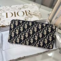 Dior Unisex CD Zipped Long Wallet Beige Black Dior Oblique Jacquard (3)