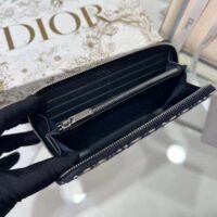 Dior Unisex CD Zipped Long Wallet Beige Black Dior Oblique Jacquard (3)