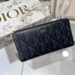 Dior Unisex CD Zipped Long Wallet Black CD Diamond Canvas - Imagen 2
