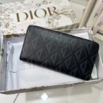 Dior Unisex CD Zipped Long Wallet Black CD Diamond Canvas - Imagen 3