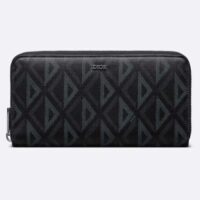 Dior Unisex CD Zipped Long Wallet Black CD Diamond Canvas (5)