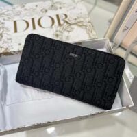 Dior Unisex CD Zipped Long Wallet Black Dior Oblique Jacquard (4)