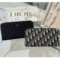 Dior Unisex CD Zipped Long Wallet Beige Black Dior Oblique Jacquard (3)