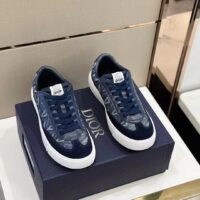 Dior Unisex Shoes B101 Sneaker Navy Blue CD Diamond Canvas Smooth Calfskin Nubuck (10)