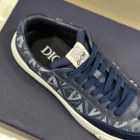 Dior Unisex Shoes B101 Sneaker Navy Blue CD Diamond Canvas Smooth Calfskin Nubuck (10)