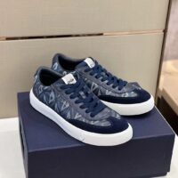 Dior Unisex Shoes B101 Sneaker Navy Blue CD Diamond Canvas Smooth Calfskin Nubuck (10)