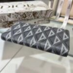 Dior Unisex Zipped Long Wallet Dior Gray CD Diamond Canvas – Image 6