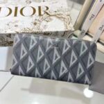 Dior Unisex Zipped Long Wallet Dior Gray CD Diamond Canvas – Image 2