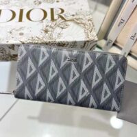 Dior Unisex Zipped Long Wallet Dior Gray CD Diamond Canvas (2)