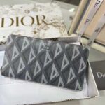 Dior Unisex Zipped Long Wallet Dior Gray CD Diamond Canvas – Image 4