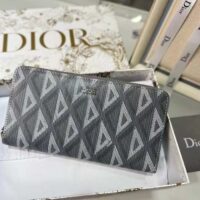 Dior Unisex Zipped Long Wallet Dior Gray CD Diamond Canvas (2)