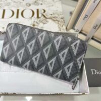 Dior Unisex Zipped Long Wallet Dior Gray CD Diamond Canvas (2)