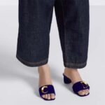 Dior Women CD C'est Dior Heeled Slide Cobalt Blue Velvet 5 CM Heel - Image 12