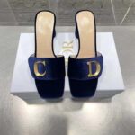 Dior Women CD C'est Dior Heeled Slide Cobalt Blue Velvet 5 CM Heel - Image 3