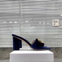 Dior Women CD C’est Dior Heeled Slide Cobalt Blue Velvet 5 CM Heel (7)