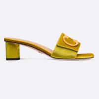 Dior Women CD C’est Dior Heeled Slide Lime Yellow Velvet 5 CM Heel (10)