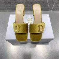 Dior Women CD C’est Dior Heeled Slide Lime Yellow Velvet 5 CM Heel (10)