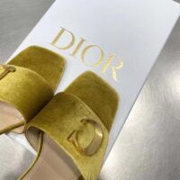 Dior Women CD C’est Dior Heeled Slide Lime Yellow Velvet 5 CM Heel (10)