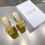 Dior Women CD C'est Dior Heeled Slide Lime Yellow Velvet 5 CM Heel - Image 5
