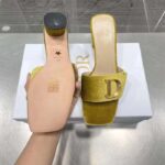 Dior Women CD C'est Dior Heeled Slide Lime Yellow Velvet 5 CM Heel - Image 7