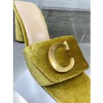 Dior Women CD C'est Dior Heeled Slide Lime Yellow Velvet 5 CM Heel - Image 8
