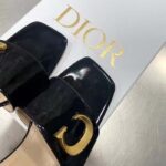 Dior Women CD C'est Dior Slide Black Patent Calfskin Metal C D Initials – Bild 8