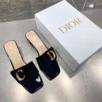 Dior Women CD C’est Dior Slide Black Patent Calfskin Metal C D Initials (6)