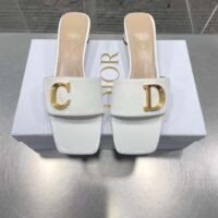 Dior Women CD C’est Dior Slide White Patent Calfskin Metal C D Initials (5)