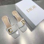 Dior Women CD C'est Dior Slide White Patent Calfskin Metal C D Initials - Imagen 4