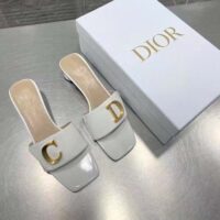 Dior Women CD C’est Dior Slide White Patent Calfskin Metal C D Initials (5)
