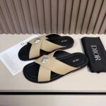 Dior Unisex CD Dior Alias Sandal Beige Grained Calfskin Black Calfskin Insole - Image 5