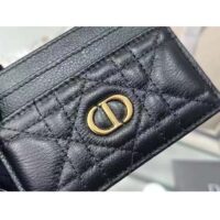 Dior Women CD Dior Caro Five Slot Card Holder Black Supple Cannage Calfskin (4)