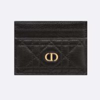 Dior Women CD Dior Caro Five Slot Card Holder Black Supple Cannage Calfskin (4)