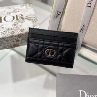 Dior Women CD Dior Caro Five Slot Card Holder Black Supple Cannage Calfskin (4)