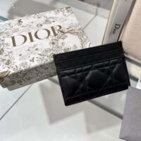 Dior Women CD Dior Caro Five Slot Card Holder Black Supple Cannage Calfskin (4)