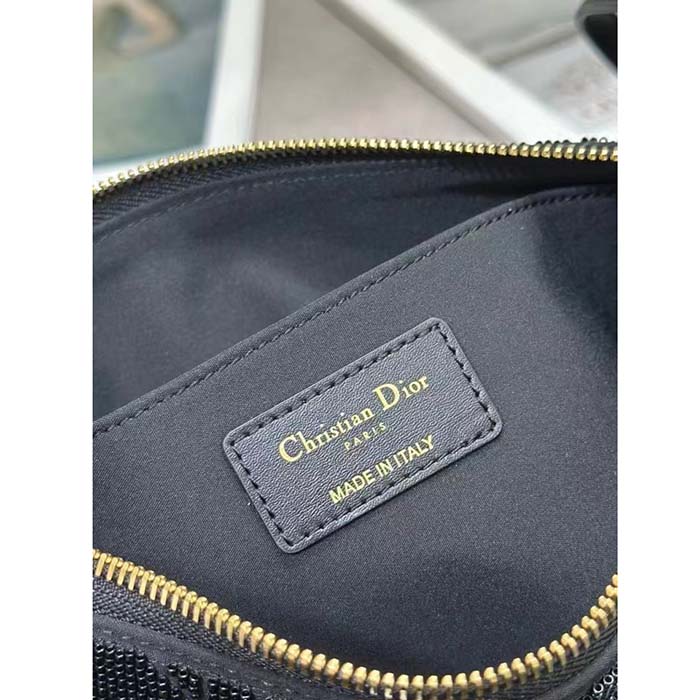 Dior Women CD Dior Dream Bag Black Cannage Cotton Bead Embroidery