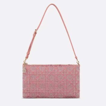Dior Women CD Dior Dream Bag Ethereal Pink Cannage Cotton Bead Embroidery
