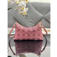 Dior Women CD Dior Dream Bag Ethereal Pink Cannage Cotton Bead Embroidery (11)