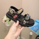 Dior Women CD Dioract Sandal Black Multicolor Technical Fabric Embroidered Petites Fleurs Motif - Image 10