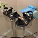 Dior Women CD Dioract Sandal Black Multicolor Technical Fabric Embroidered Petites Fleurs Motif - Image 7