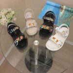 Dior Women CD Dioract Sandal Black Multicolor Technical Fabric Embroidered Petites Fleurs Motif - Image 8