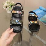 Dior Women CD Dioract Sandal Black Multicolor Technical Fabric Embroidered Petites Fleurs Motif - Image 9